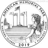 Монета США 25 центов "47-ой парк. Американский мемориальный парк", S, AU, 2019