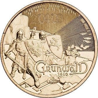 Монета Польши 2 Злотых, "Грюнвальдская битва, Битва при Клушине" AU, 2010