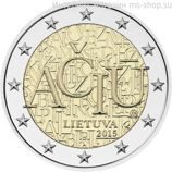 Монета Литвы 2 Евро, "Литовский язык", AU, 2015