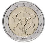 Монета Бельгии 2 Евро "Конструкция Атомиум в Брюсселе", AU, 2006 год