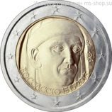 Монета Италии 2 Евро "700 лет со дня рождения Джованни Боккаччо" AU, 2013 год
