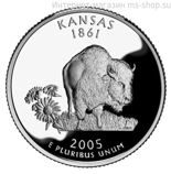 Монета 25 центов США "Канзас", AU, 2005, P