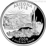 Монета 25 центов США "Аризона", AU, 2008, Р