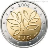 Монета 2 Евро Финляндии "Расширение Европейского союза" AU, 2004 год