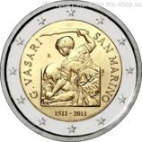 Монета 2 Евро Сан-Марино  "500 лет со дня рождения Джорджо Вазари" AU, 2011 год