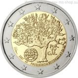 Монета 2 Евро Португалии "Председательство Португалии в Совете Европейского союза" AU, 2007 год