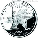Монета 25 центов США "Нью-Йорк", AU, 2001, Р