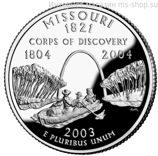 Монета 25 центов США "Миссури", AU, 2003, D