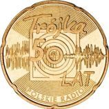 Монета Польши 2 Злотых, "50 лет Польскому радио «Тройка»" AU, 2012