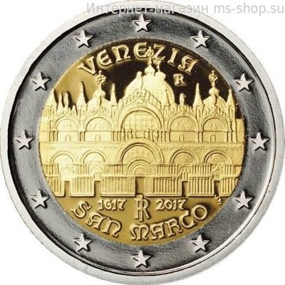 Монета Италии 2 евро "400-летие завершения строительства собора Святого Марка в Венеции" AU, 2017