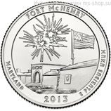 Монета США 25 центов "19-ый национальный парк Форт Мак-Генри, Мэриленд", S, AU, 2013