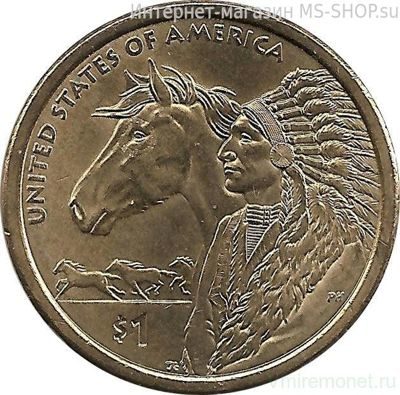 Монета США 1 доллар "Индеец с лошадью", AU, D, 2012