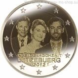 Монета 2 Евро Люксембург  "Свадьба наследного Великого герцога Люксембурга Гийома и графини Стефании де Ланнуа" AU, 2012 год