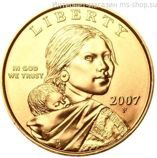 Монета США 1 доллар "Парящий орёл", AU, P, 2007