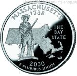 Монета 25 центов США "Массачусетс", AU, 2000, Р