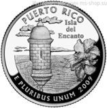 Монета 25 центов США "Пуэрто-Рико", AU, 2009, Р