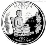 Монета 25 центов США "Алабама", AU, 2003, D