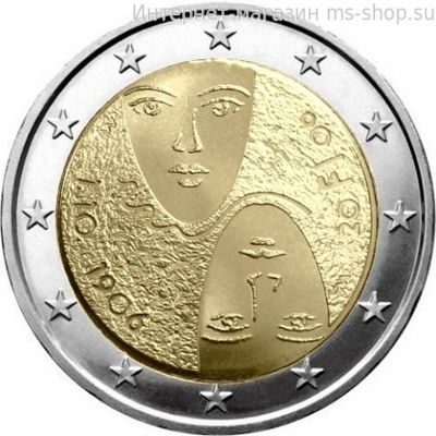 Монета 2 Евро Финляндии  "100-летие введения в Финляндии всеобщего равного избирательного права" AU, 2006 год
