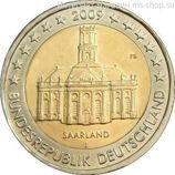 Монета 2 Евро Германии  "Федеральная земля Саар" AU, 2009 год