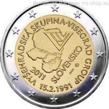 Монета 2 Евро Словакии "20 лет формирования Вишеградской группы" AU, 2011 год