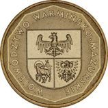 Монета Польши 2 Злотых, "Варминско-Мазурское воеводство" AU, 2005