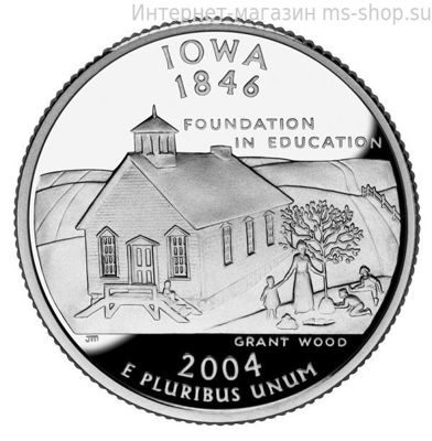 Монета 25 центов США "Айова", AU, 2004, D