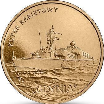 Монета Польши 2 Злотых, "Ракетный катер "Гдыня"" AU, 2013