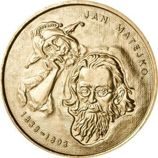 Монета Польши 2 Злотых, "Ян Матейко" AU, 2002