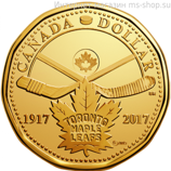 Монета Канады 1 доллар "100 лет хоккейному клубу Торонто Мейпл Лифс", AU, 2017