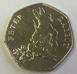 Монета Великобритании 50 пенсов "Кролик Питер", AU, 2018