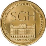 Монета Польши 2 Злотых, "100-летие Варшавской школы экономики" AU, 2006
