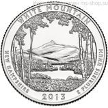 Монета США 25 центов "16-ый национальный лес Белые горы, Нью-Гэмпшир", S, AU, 2013
