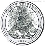 Монета США 25 центов "14-ый национальный парк Гавайи-Волкейнос, Гавайи", P, AU, 2012