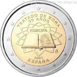 Монета 2 Евро Испании "50 лет подписания Римского договора" AU, 2007 год