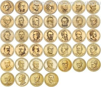 Комплект монет "Президенты США" 39 монет по 1 доллару (без альбома)