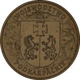 Монета Польши 2 Злотых, "Подкарпатское воеводство" AU, 2004