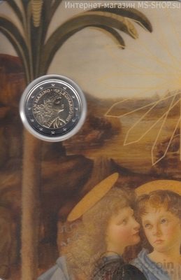Монета Сан-Марино 2 евро "Леонардо Да Винчи", AU, 2019
