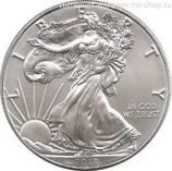 Монета США 1 доллар "Шагающая свобода" (1 унция), Серебро 999, 2018 год.
