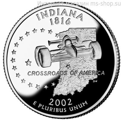 Монета 25 центов США "Индиана", AU, 2002, Р
