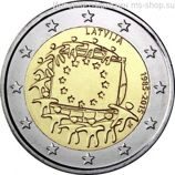 Монета Латвии 2 Евро 2015 год "30 лет флагу ЕС", AU