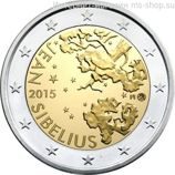Монета Финляндии 2 Евро 2015 год "150 лет со дня рождения Яна Сибелиуса", AU