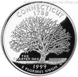 Монета 25 центов США "Коннектикут", AU, 1999, D