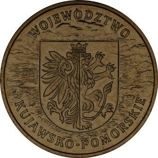 Монета Польши 2 Злотых, "Куявско-Поморское воеводство" AU, 2004