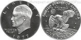 Монета США 1 доллар "Портрет Дуайта Эйзенхауэра. Лунный доллар", (без монетного двора) VF, 1977