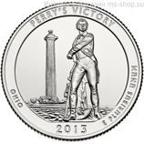 Монета США 25 центов "17-ый Международный мемориал мира, Огайо", P, AU, 2013