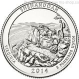 Монета США 25 центов "22-ой национальный парк Шенандоа, Виргиния", P, AU, 2014
