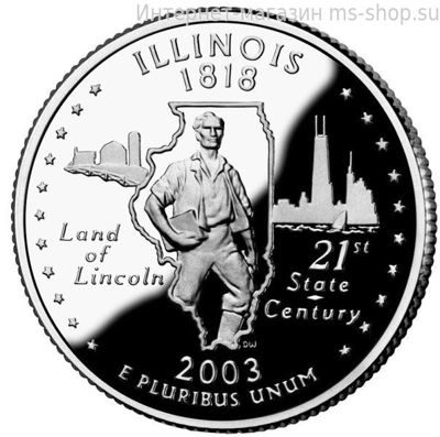 Монета 25 центов США "Иллинойс", AU, 2003, Р