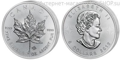 Монета Канады 5 долларов "Кленовый лист" (серебро), AU, 2018