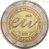 Монета Бельгии 2 Евро "Председательство Бельгии в Совете ЕС" AU, 2010 год