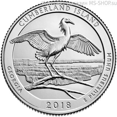 Монета США 44-ый парк "Остров Кумберленд (Cumberland island) Джорджия", двор P, AU, 2018